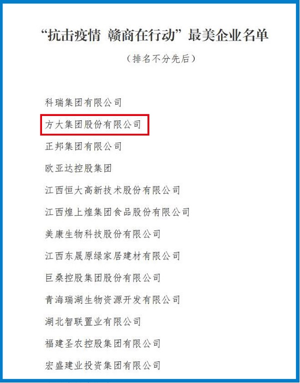 2020.08.12 智博体育在线app官网荣获“抗击疫情 赣商在行动”最美企业称号